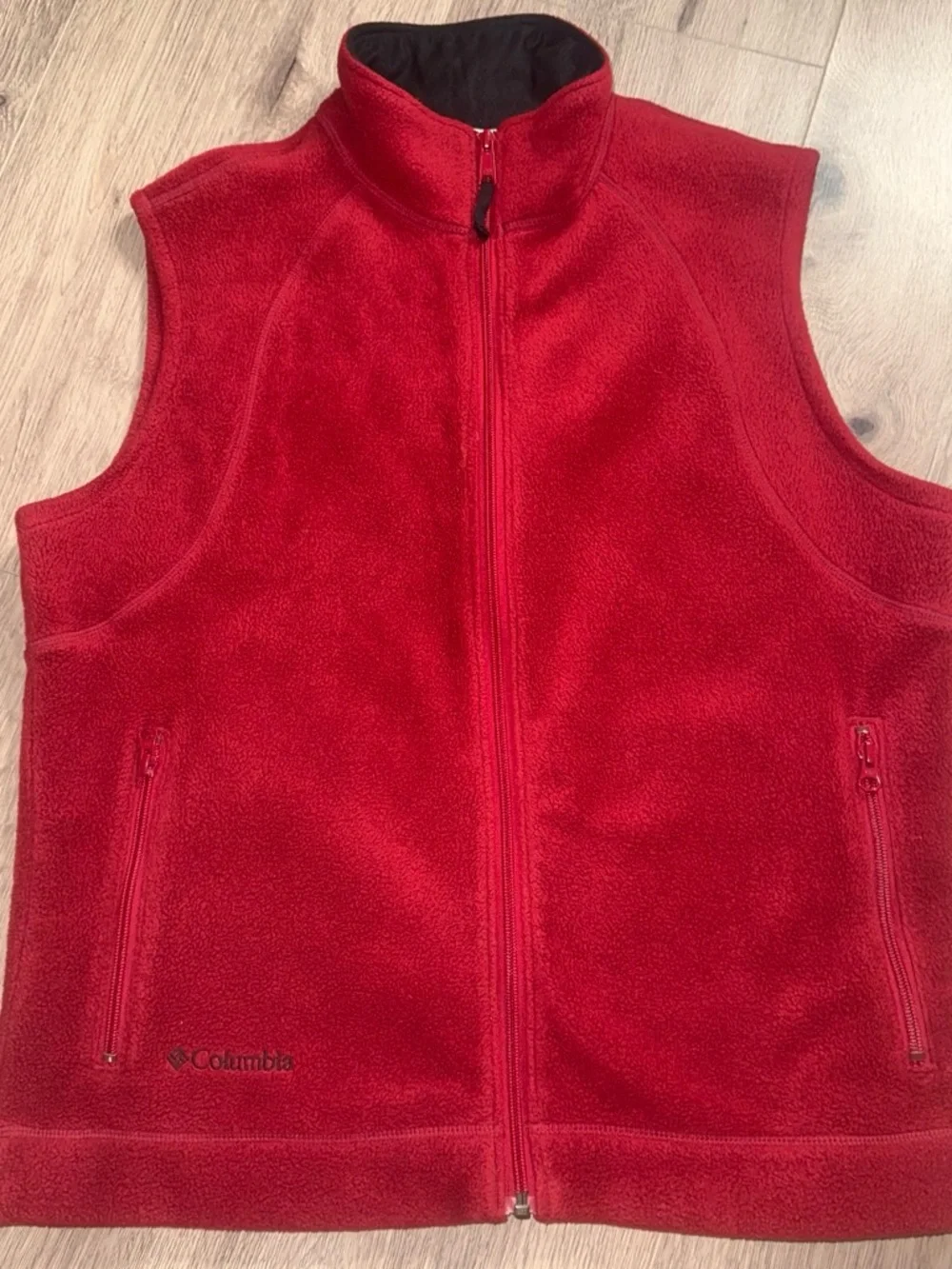 Columbia Red Fleece Jacket with Black Inner Collar